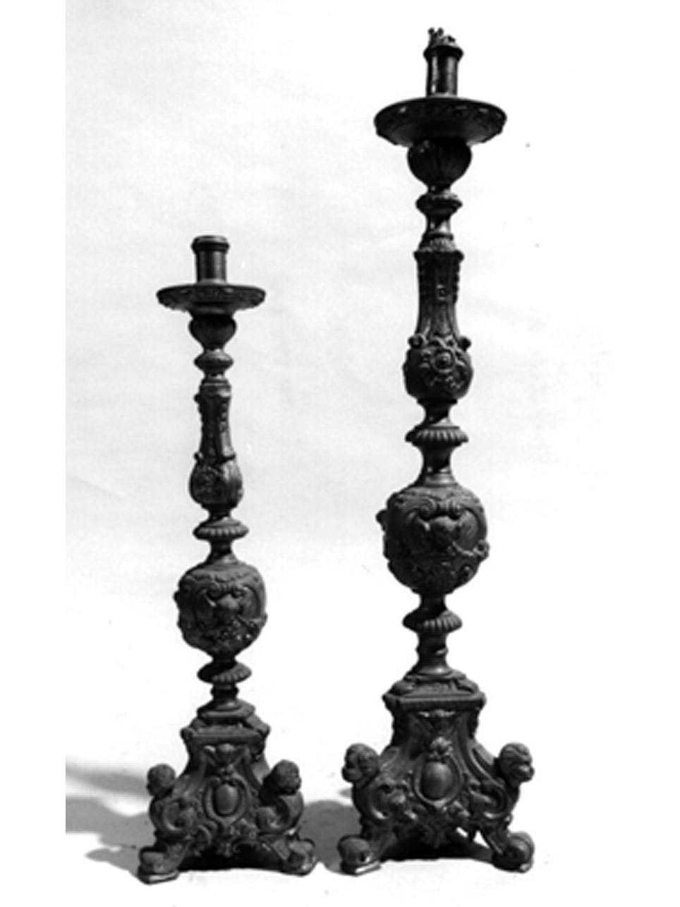 candeliere d'altare, serie - bottega napoletana (fine sec. XIX)