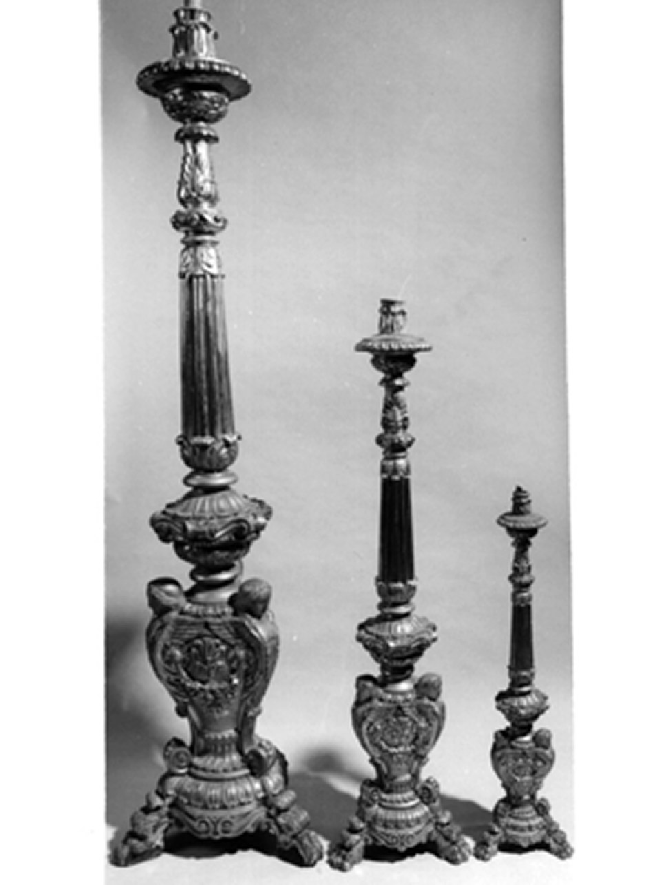 candeliere d'altare, serie - bottega napoletana (metà sec. XIX)