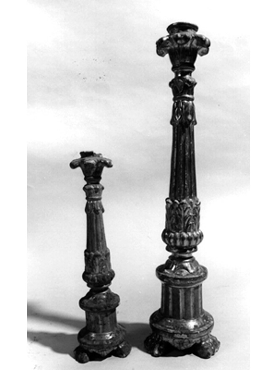 candeliere d'altare, serie - bottega napoletana (prima metà sec. XIX)