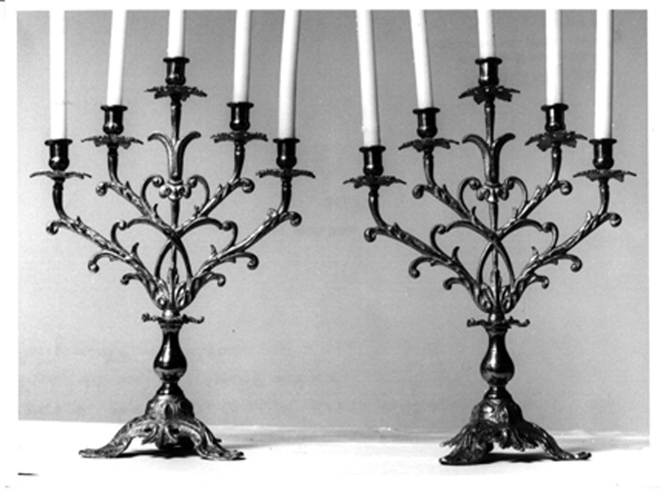 CANDELABRO D'ALTARE - A CINQUE BRACCI, SERIE - manifattura napoletana (INIZIO sec. XX)