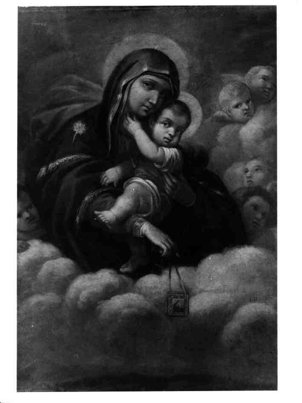 Madonna con personaggi che implorano il suo aiuto (dipinto) - ambito napoletano (metà sec. XIX)