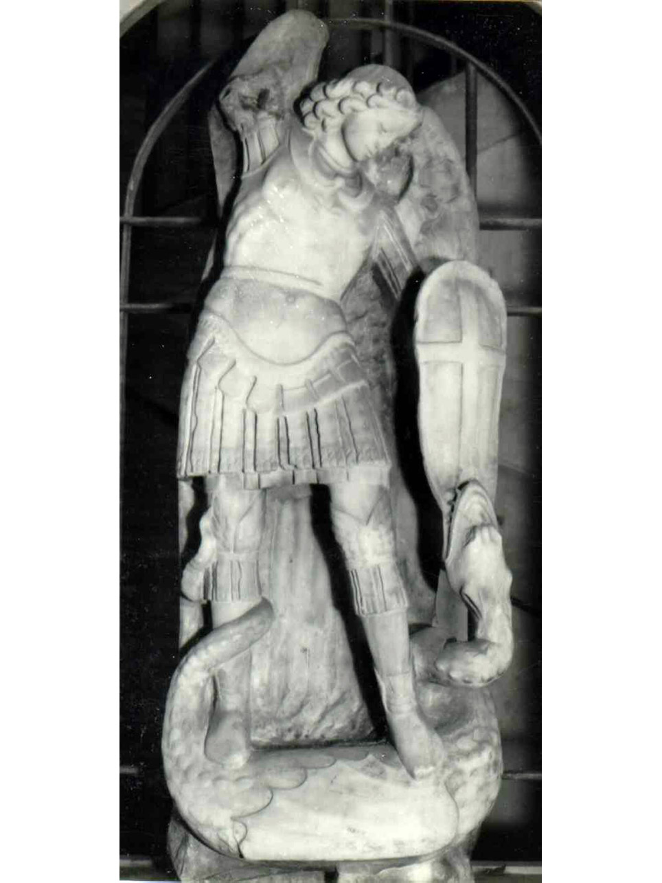SAN MICHELE ARCANGELO COMBATTE CONTRO IL DRAGO (SCULTURA) - AMBITO SPAGNOLO (Seconda metà sec. XV)