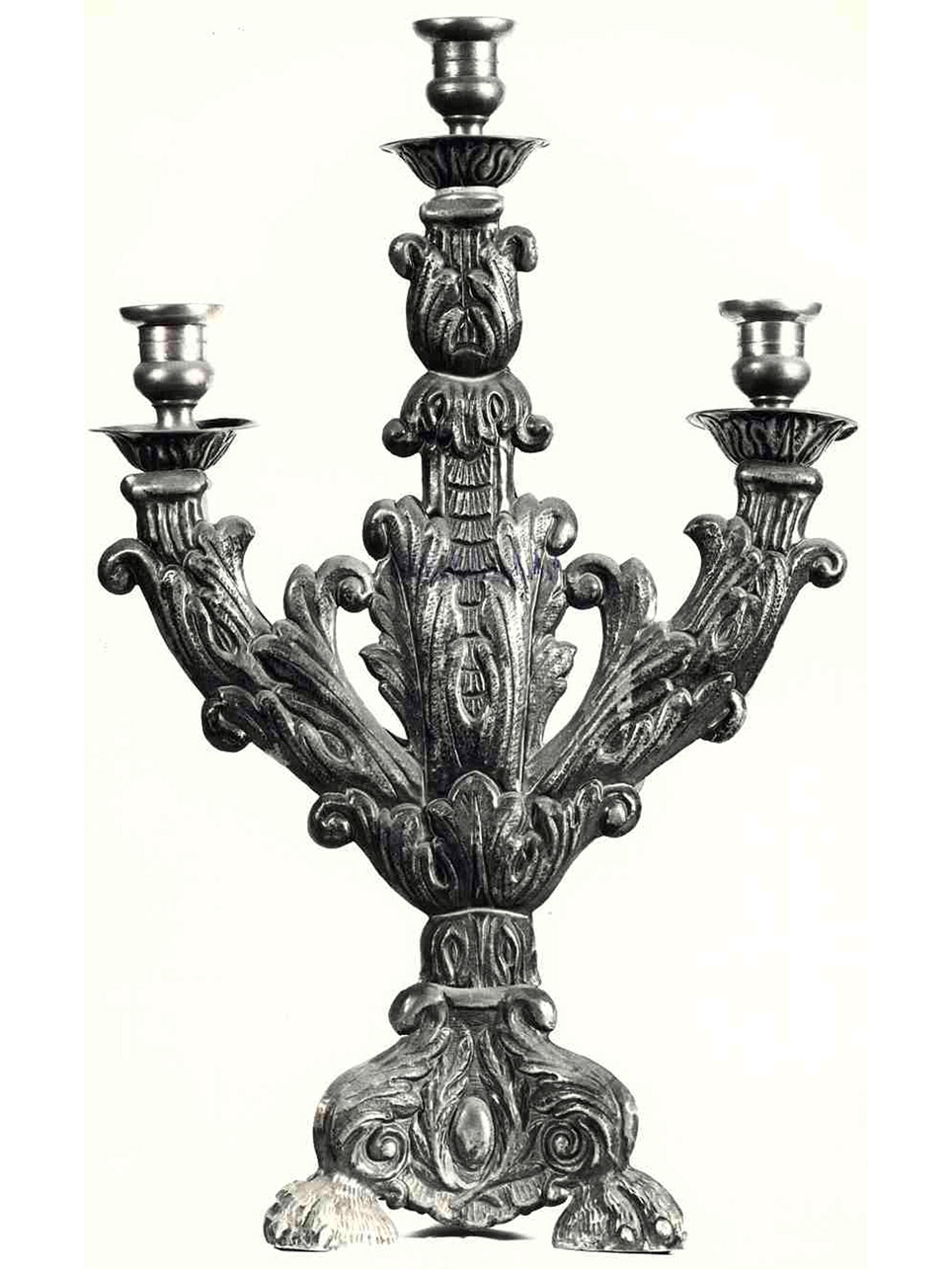 CANDELABRO D'ALTARE - A TRE BRACCI, SERIE - bottega argentiera napoletana (INIZIO sec. XX)