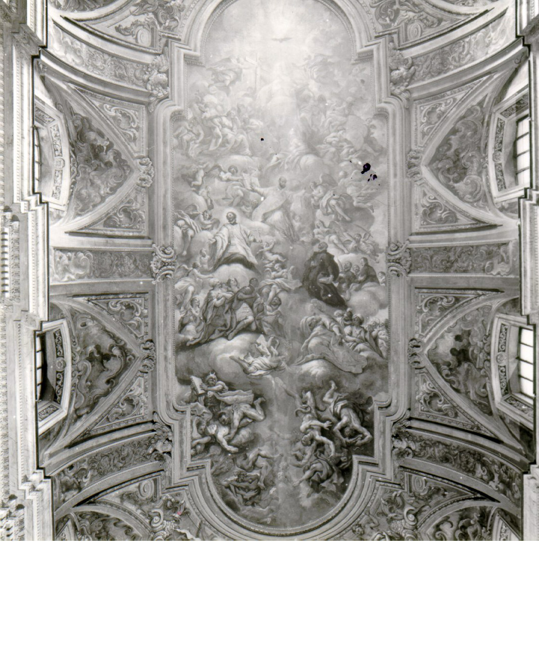 motivi decorativi vegetali con profili di putti alati (dipinto, serie) di Greco Gennaro detto Mascacotta (sec. XVII)