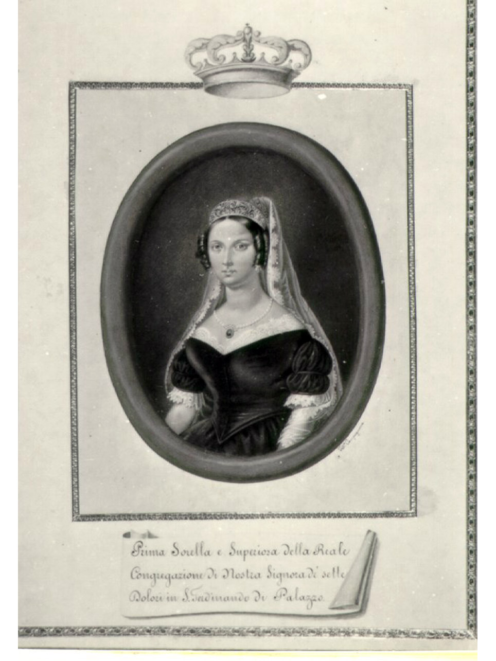 ritratto di Maria Teresa Isabella d'Austria (miniatura) di Compagnone Federico (sec. XIX)