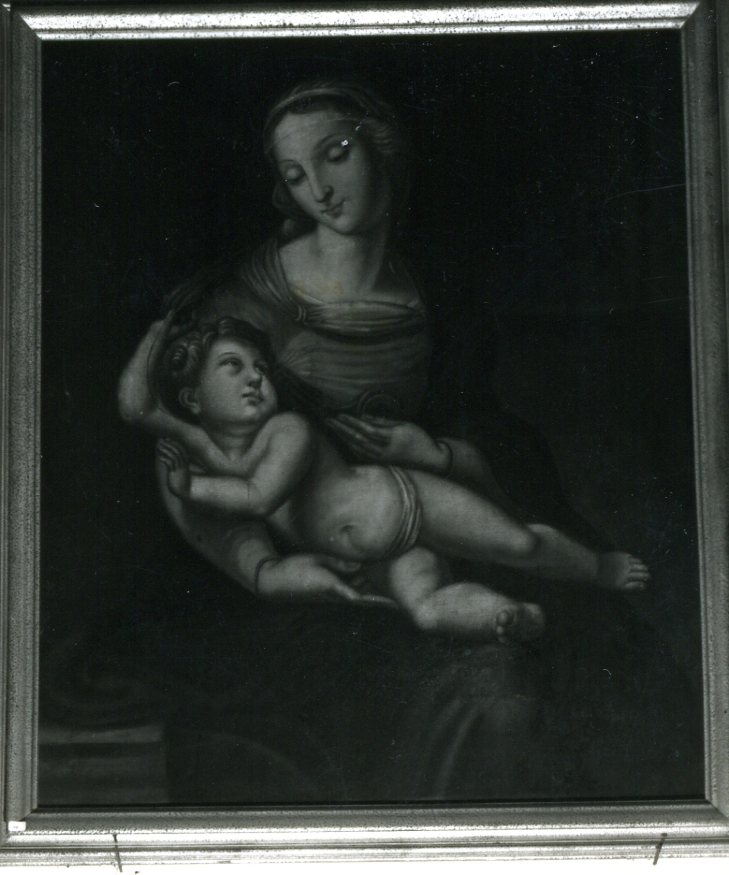 MADONNA CON BAMBINO (DIPINTO) - AMBITO NAPOLETANO (Prima metà sec. XIX)