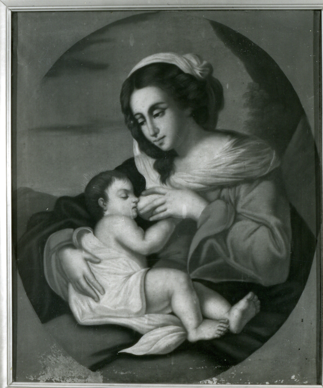 MADONNA CON BAMBINO (DIPINTO) - AMBITO NAPOLETANO (Metà sec. XIX)