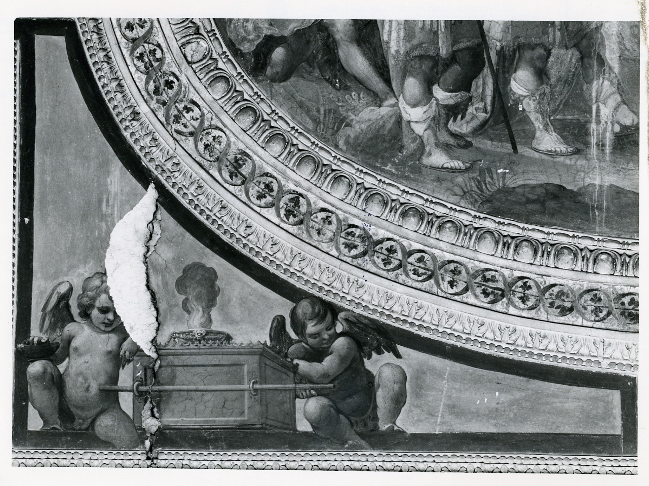 putti con simboli della Salvezza (dipinto, elemento d'insieme) di Corenzio Belisario (sec. XVII)