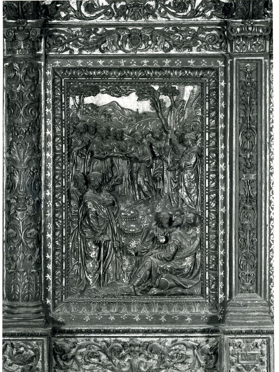 storie dell'Antico e del Nuovo Testamento (rilievo, elemento d'insieme) di Caccavello Salvatore, D'Arvano Giovan Leonardo, D'Arvano Felice, De Fusco Giovan Tommaso, Ferraro Nunzio, Turbolo Giovan Leonardo, D'Auria Girolamo (ultimo quarto sec. XVI)