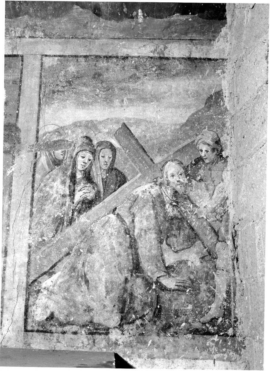 Cristo aiutato da Simone il Cireneo a portare la croce (dipinto) di Corenzio Belisario (sec. XVII)