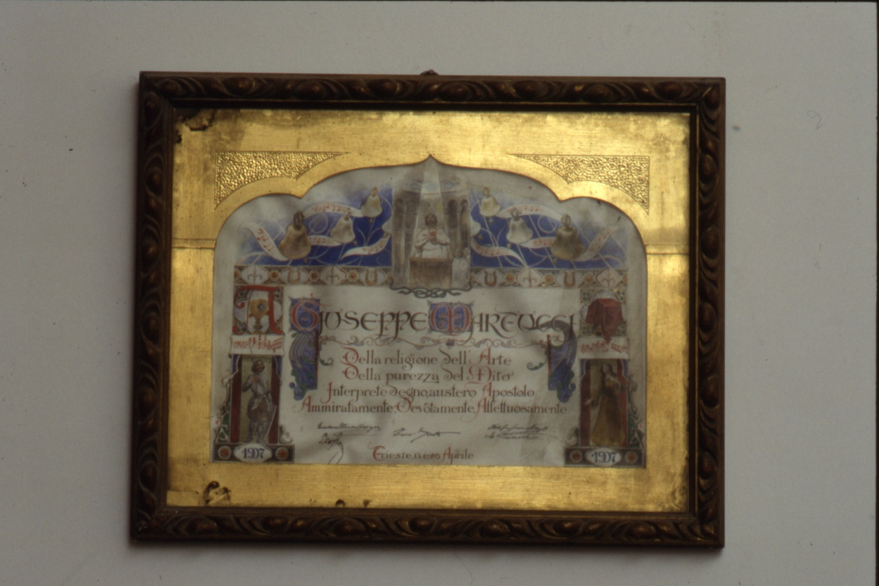 targa - bottega triestina (primo quarto sec. XX)