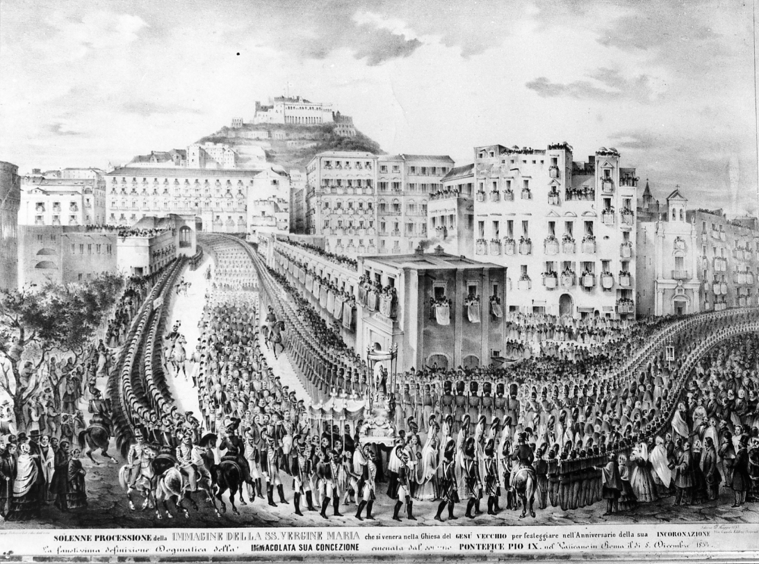 processione della Madonna (stampa) di De Luise Luigi (sec. XIX)