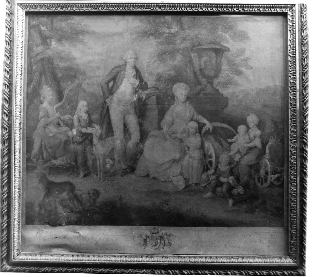 gruppo di famiglia di Ferdinando IV di Borbone (stampa) di Bovi Mariano, Kaufmann Angelica (sec. XVIII)