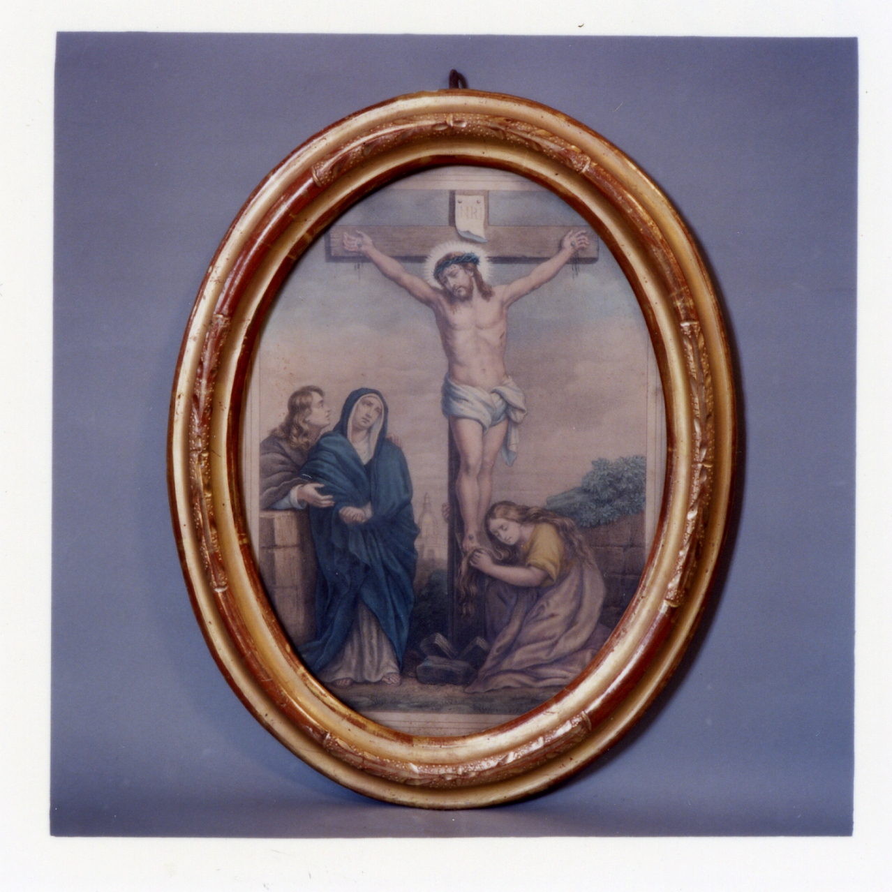 crocifissione di Cristo (stampa a colori, elemento d'insieme) - ambito campano (sec. XVIII)