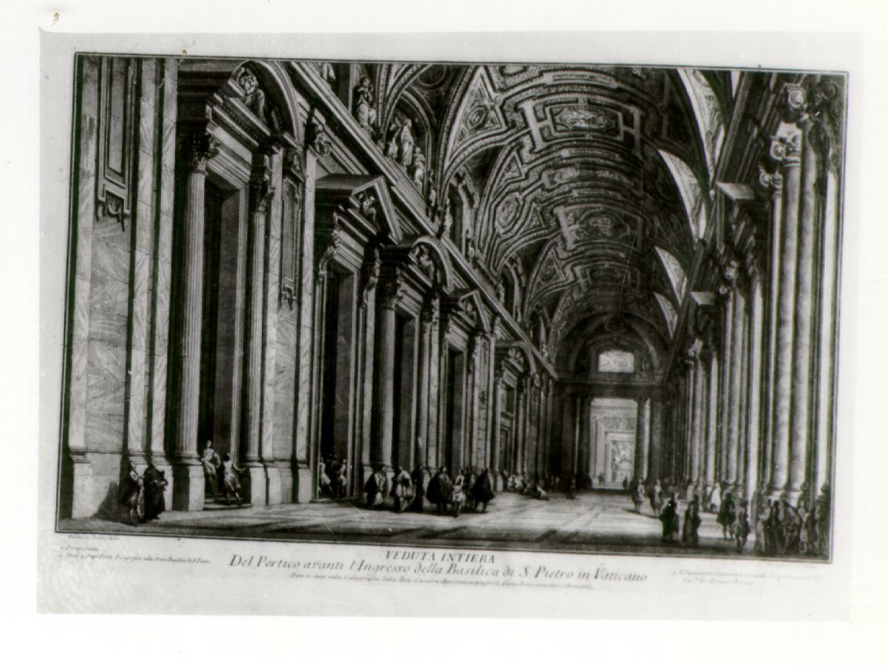 veduta prospettica dell'interno della Basilica di S. Pietro (stampa) di Pannini Giovanni Paolo (sec. XVIII)