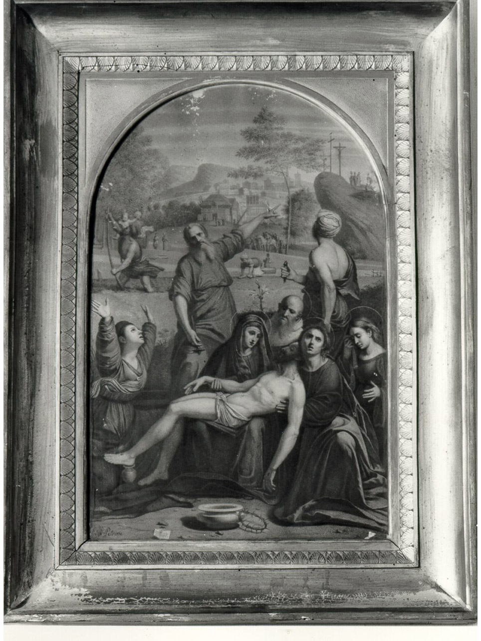 pietà (stampa) di Petrone Luigi, Benvenuti Giovanni Battista detto Ortolano (sec. XIX)