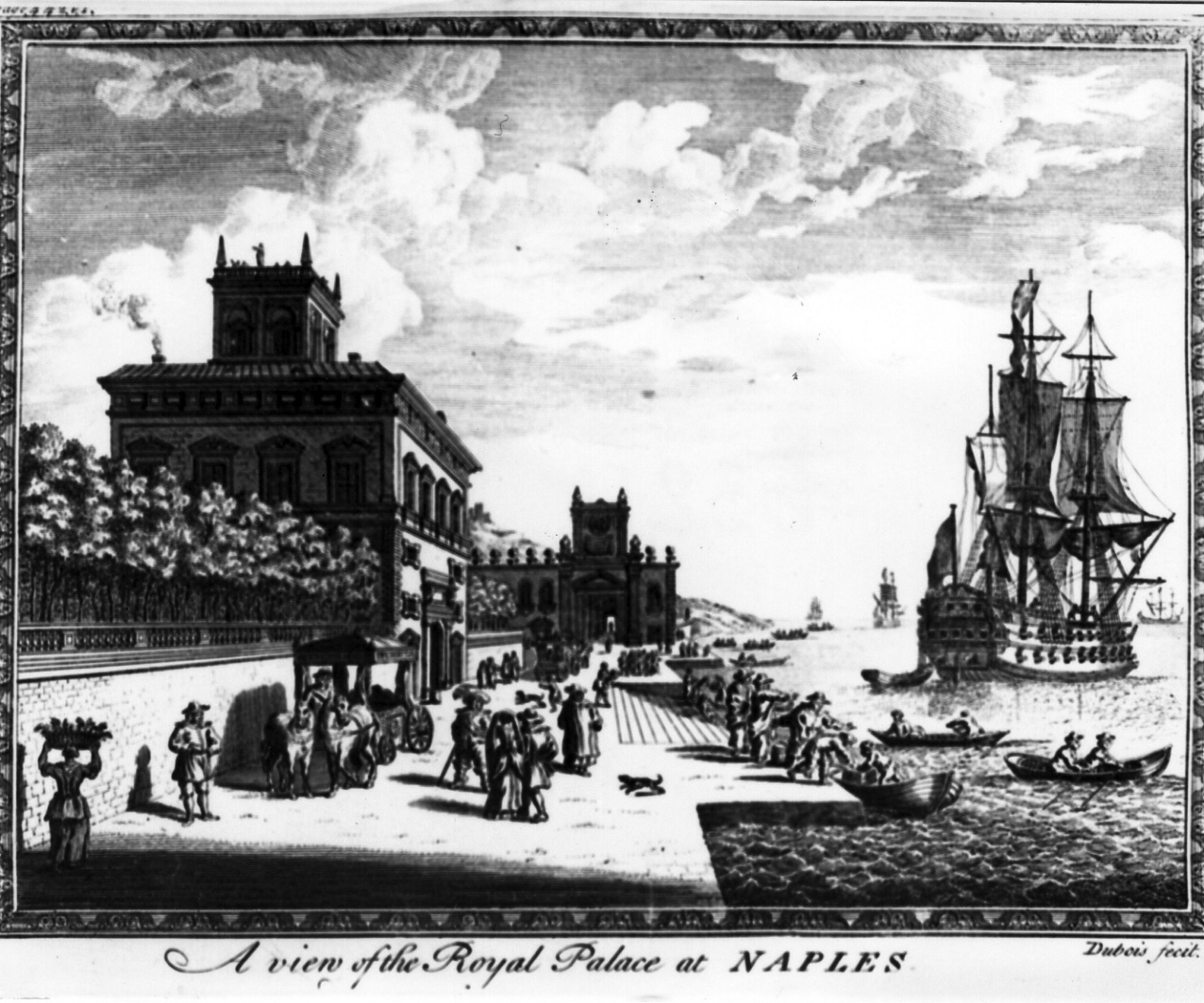 veduta del Palazzo Reale di Napoli (stampa) di Dubois (sec. XVII)