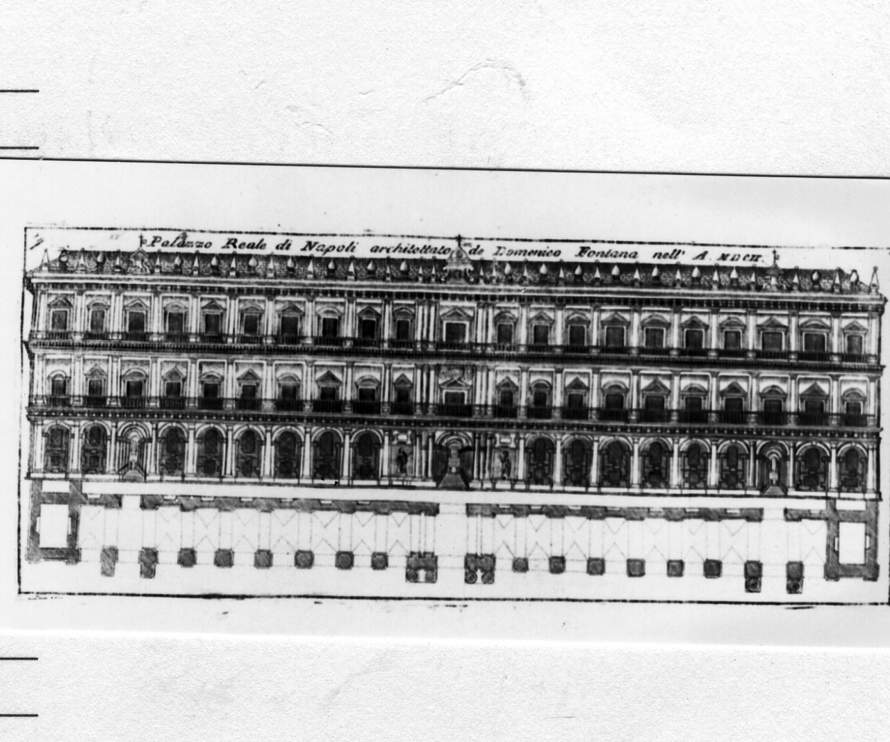 prospetto di Palazzo Reale di Napoli (stampa) di Coronelli Vincenzo Maria (sec. XVII)