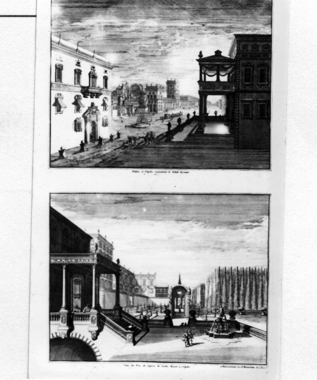 veduta del Palazzo Reale di Napoli (stampa colorata a mano) di Mortier Pierre (sec. XVIII)