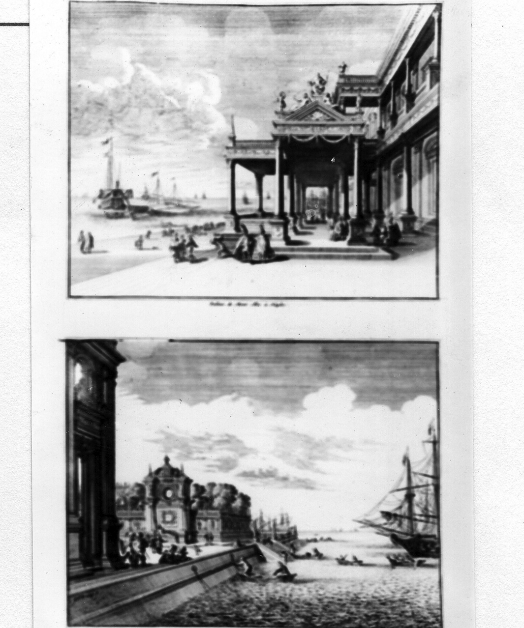 veduta del Palazzo Reale di Napoli (stampa colorata a mano) - ambito italiano (sec. XVIII)