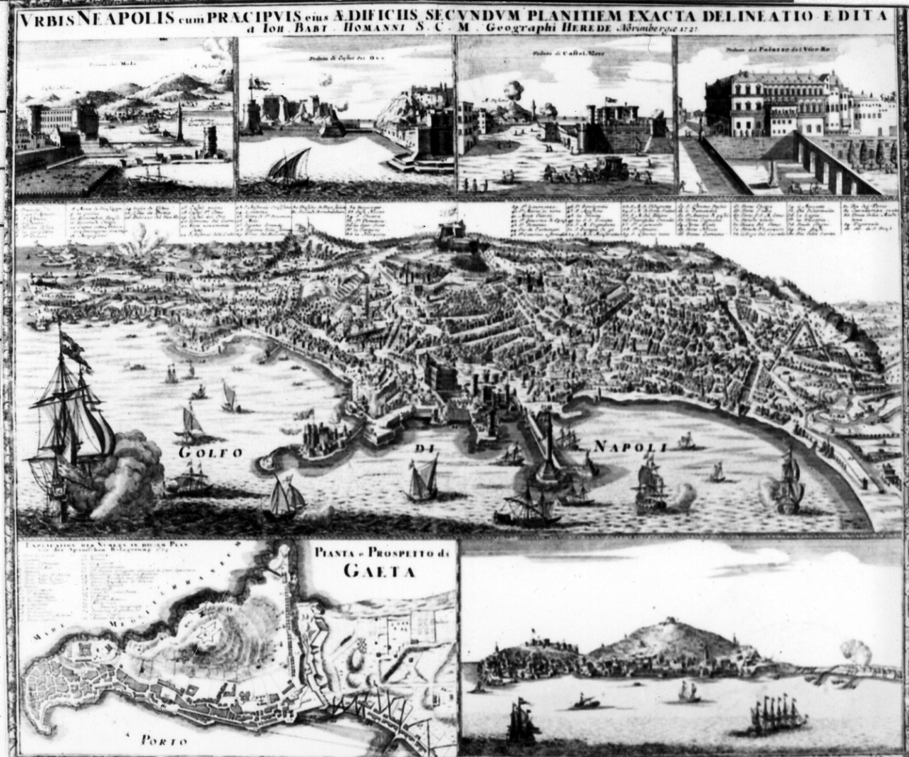 pianta della città di Napoli (stampa) di Homann Johann Baptist (sec. XVIII)