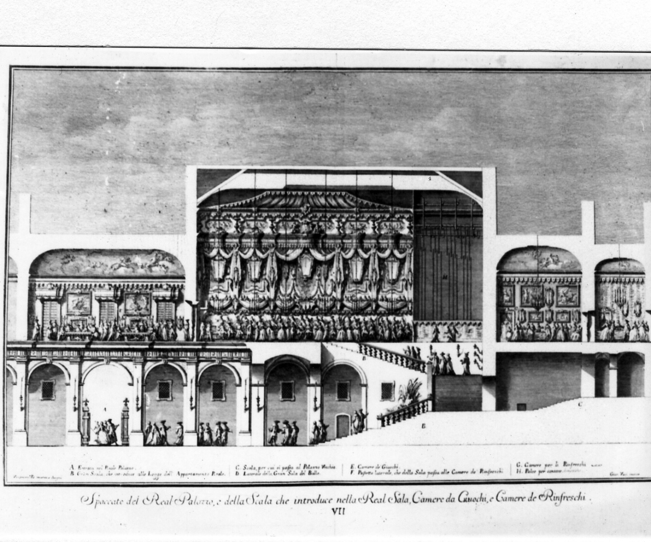 sezione del Palazzo della Scala (stampa) di Vasi Giuseppe, Re Vincenzo (seconda metà sec. XVIII)