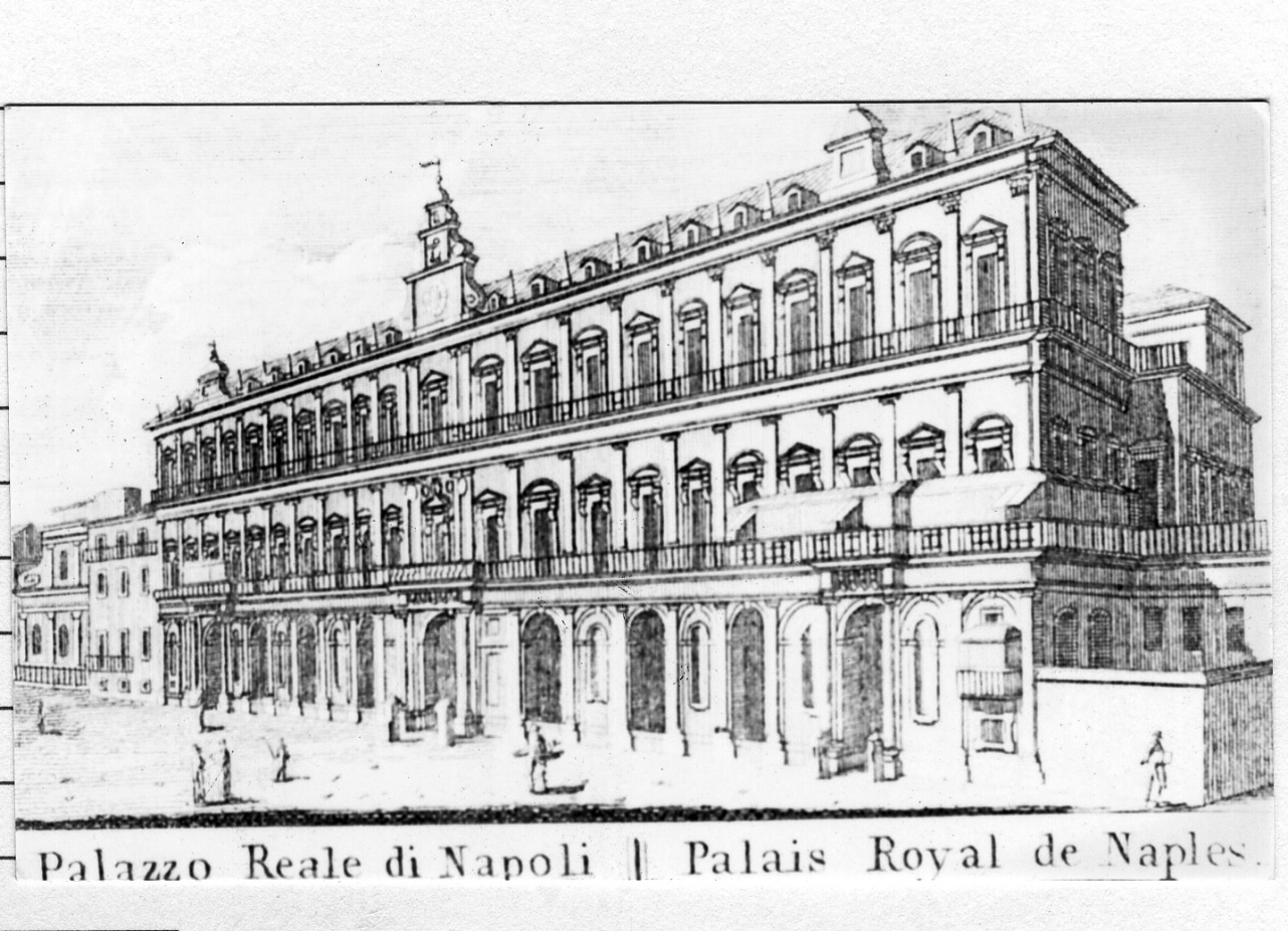 veduta del Palazzo Reale di Napoli (stampa) - ambito italiano (sec. XIX)