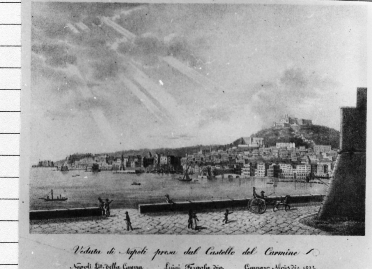 veduta della città di Napoli (stampa a colori) di Aloia Gennaro, Fergola Luigi (sec. XIX)