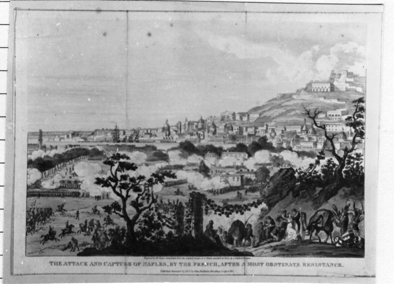 veduta della città di Napoli (stampa colorata a mano) - ambito europeo (sec. XIX)