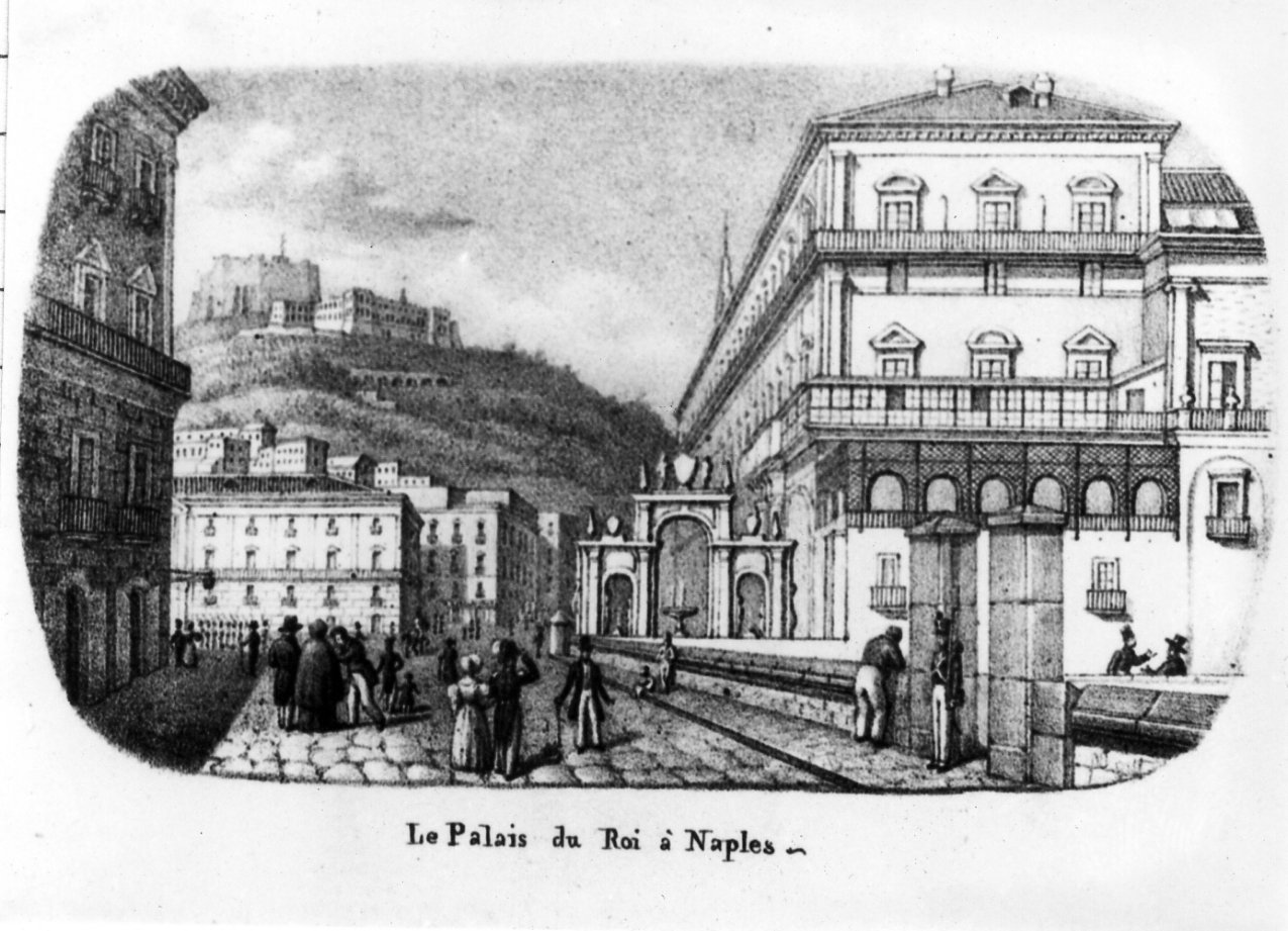 veduta del Palazzo Reale di Napoli (stampa) di Ledoux F (sec. XIX)