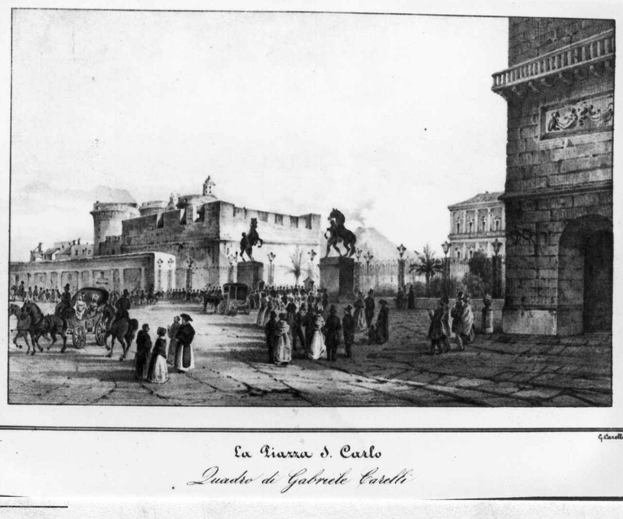 veduta del Palazzo Reale di Napoli (stampa) di Carelli Gabriele (sec. XIX)