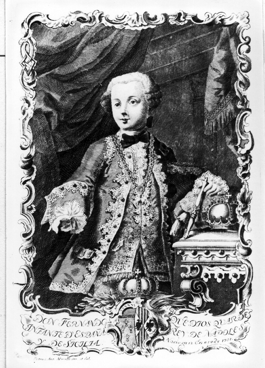 ritratto di don Fernando (stampa) di Novelli Pietro detto Monrealese (seconda metà sec. XVIII)