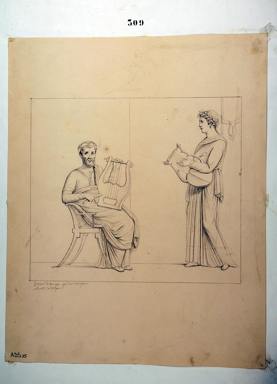 Pindaro e Corinna (disegno) di La Volpe Nicola (seconda metà sec. XIX)