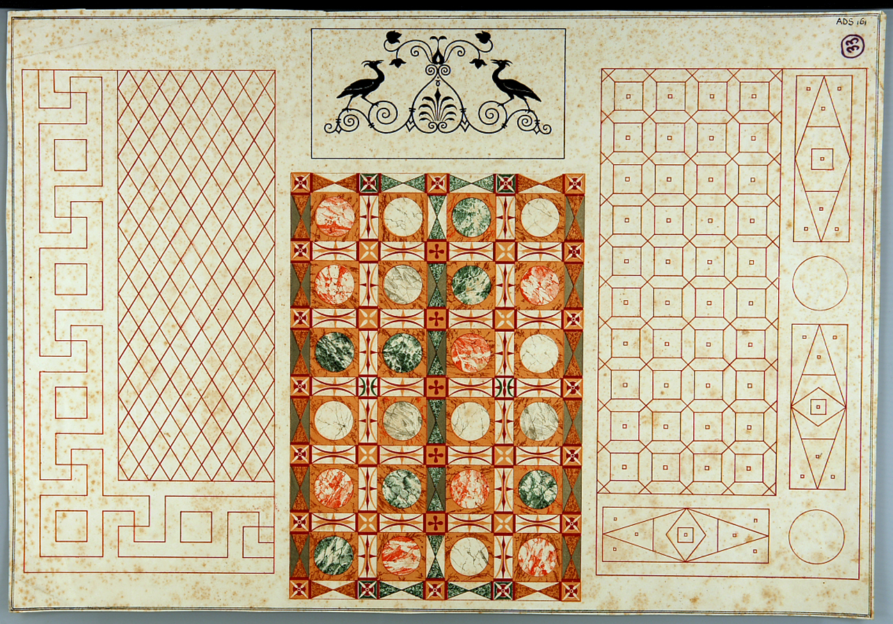 decorazioni pavimentali (disegno) di Veneri Pasquale Maria (prima metà sec. XIX)