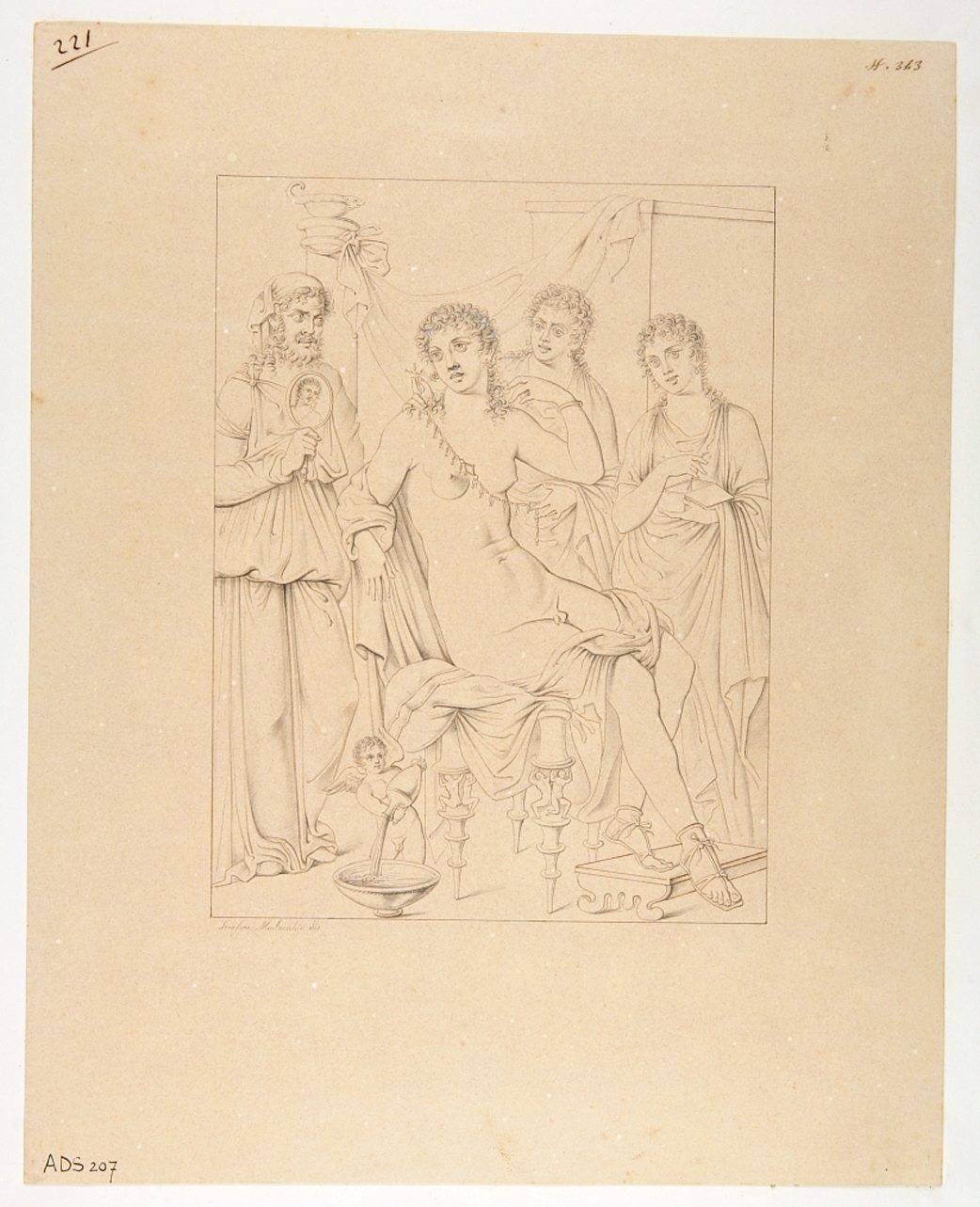 Toletta di Ermafrodito (disegno) di Mastracchio Serafino (metà sec. XIX)