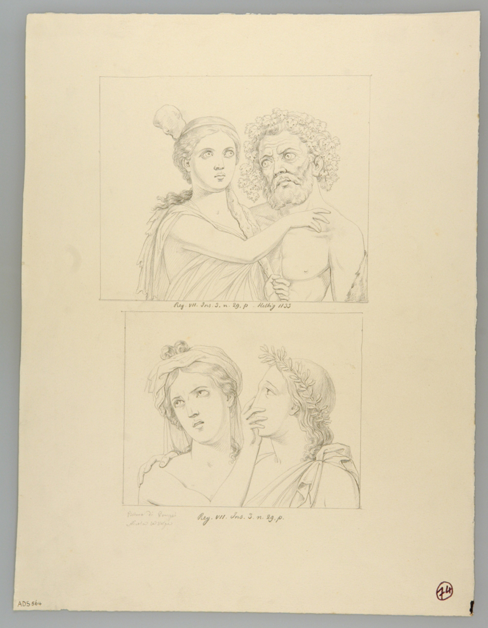 Ercole e Onfale, figura maschile e femminile (disegno) di La Volpe Nicola (terzo quarto sec. XIX)