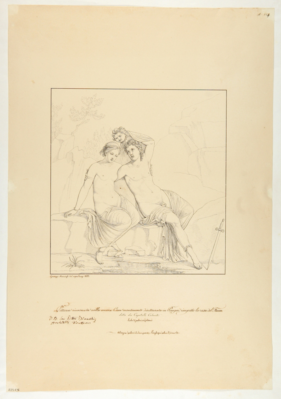 Perseo e Andromeda (disegno) di Marsigli Giuseppe (secondo quarto sec. XIX)