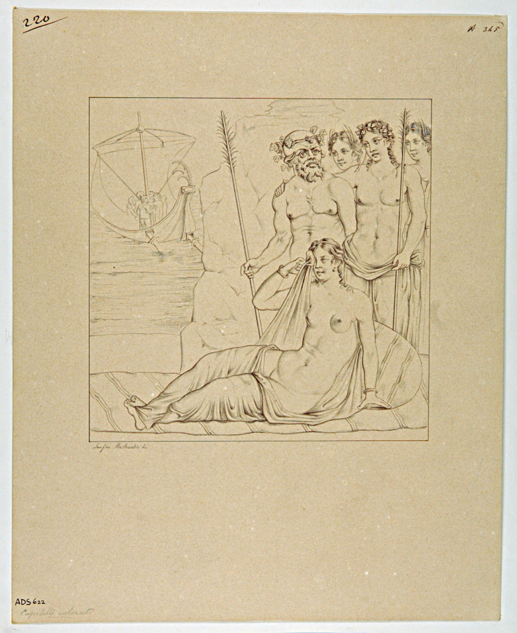Arianna abbandonata (disegno) di Mastracchio Serafino (metà sec. XIX)