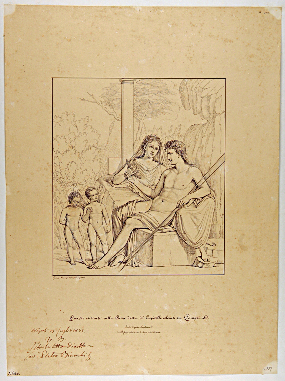 Venere e Adone (disegno) di Marsigli Giuseppe (secondo quarto sec. XIX)
