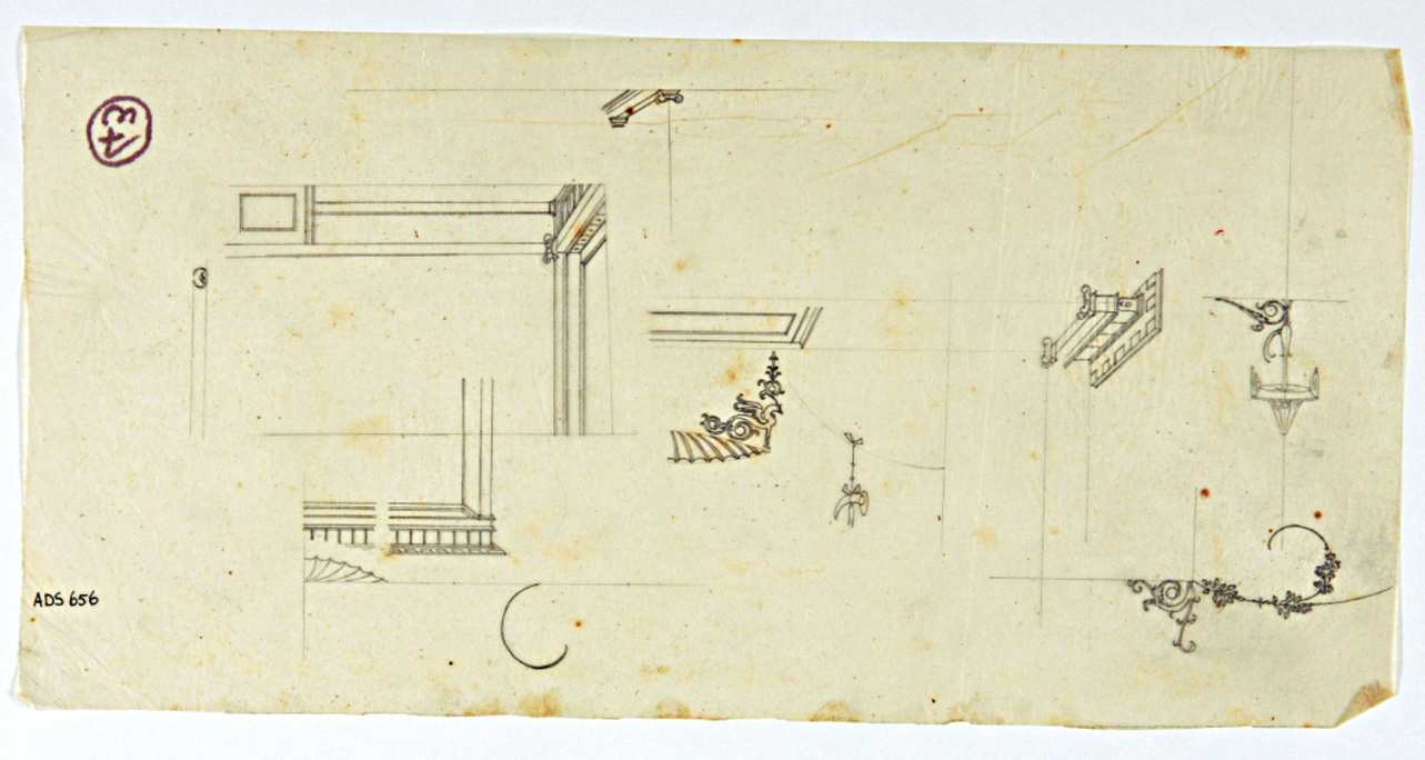 elementi architettonici (disegno) di Ala Antonio (secondo quarto sec. XIX)