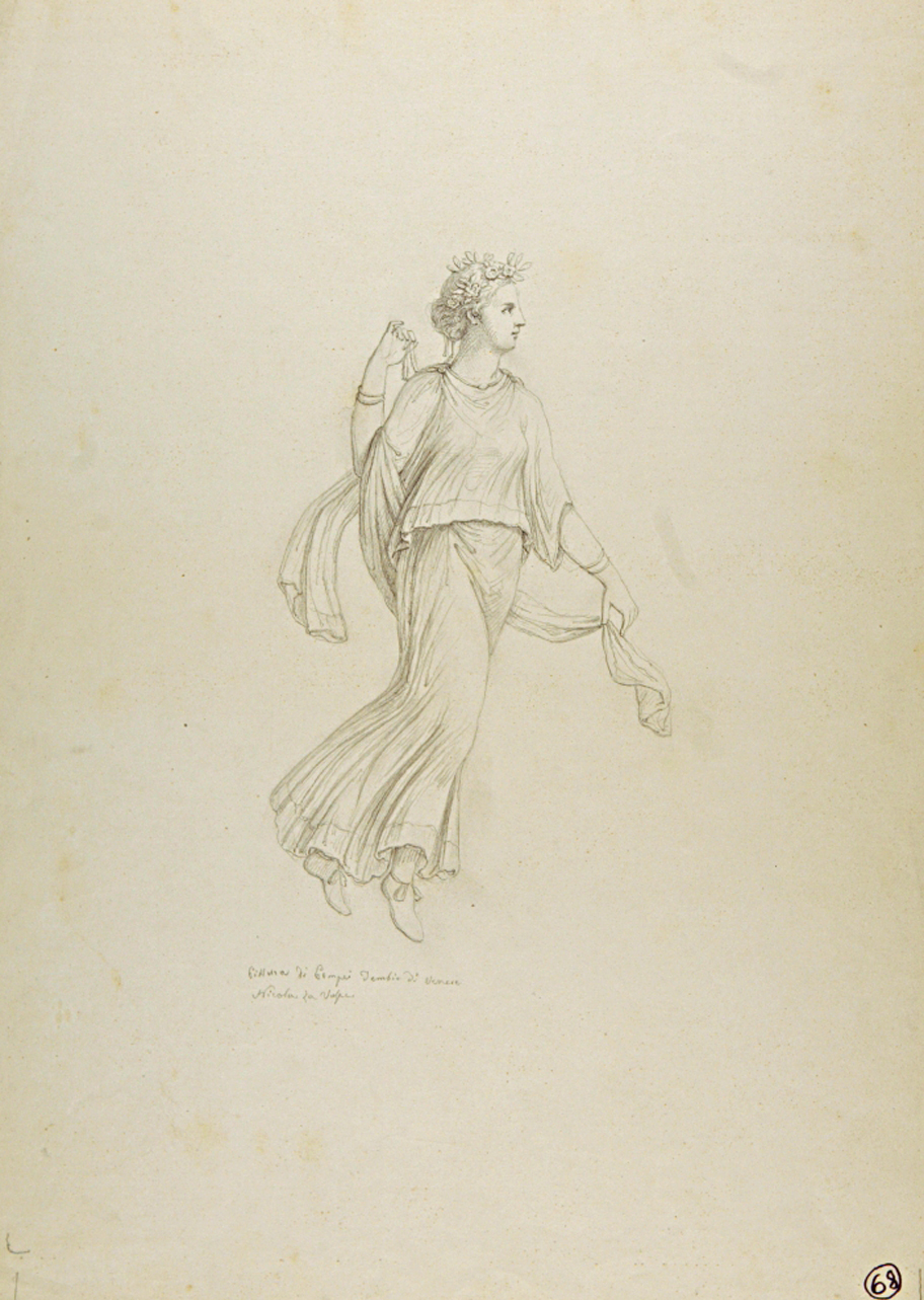 figura femminile in volo (disegno) di La Volpe Nicola (terzo quarto sec. XIX)