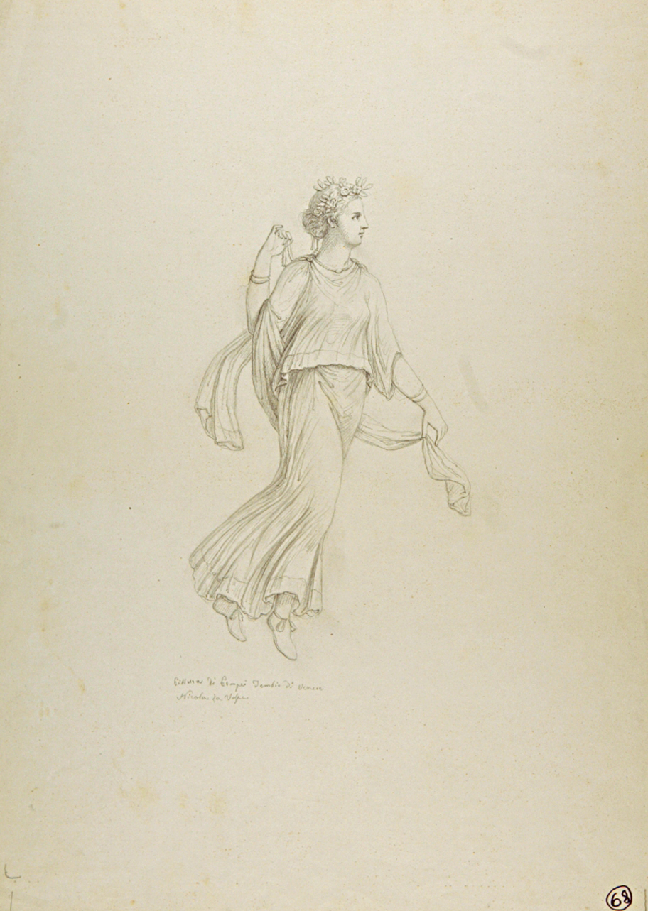 figura femminile in volo (disegno) di La Volpe Nicola (terzo quarto sec. XIX)