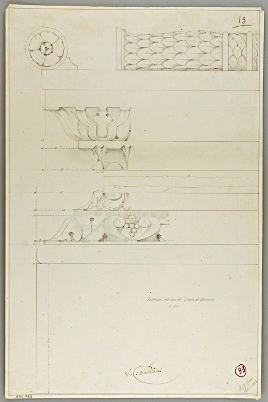 cornici di ara (disegno) di Veneri Pasquale Maria (secondo quarto sec. XIX)