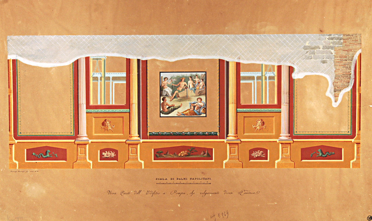 parete di IV stile (disegno) di Marsigli Giuseppe (secondo quarto sec. XIX)
