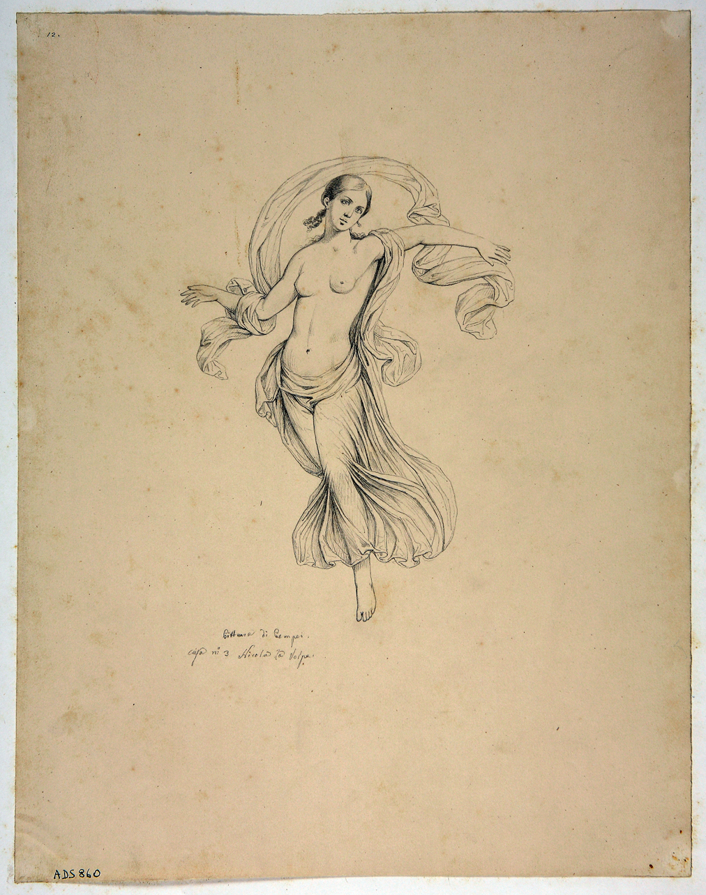 figura femminile in volo (disegno) di La Volpe Nicola (seconda metà sec. XIX)