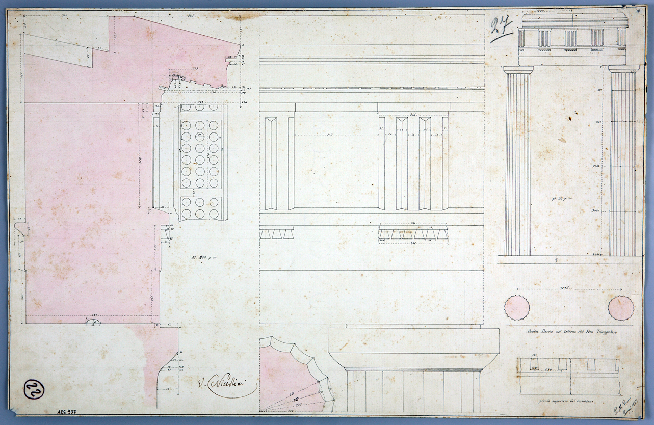 elementi architettonici (disegno) di Veneri Pasquale Maria (secondo quarto sec. XIX)
