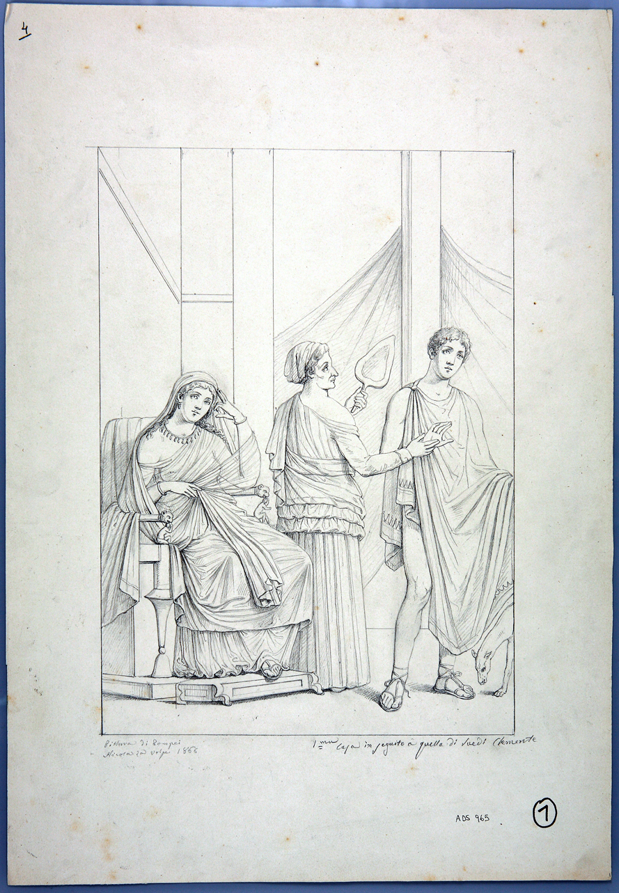 Fedra, Ippolito e la nutrice (disegno) di La Volpe Nicola (terzo quarto sec. XIX)