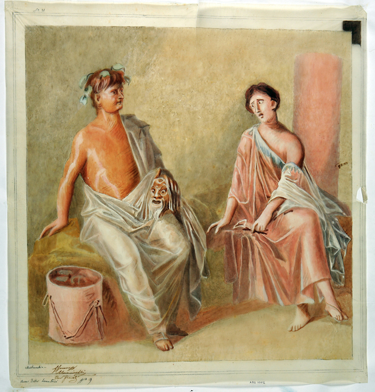 poeta comico e figura femminile (disegno) di Mastracchio Michele (seconda metà sec. XIX)