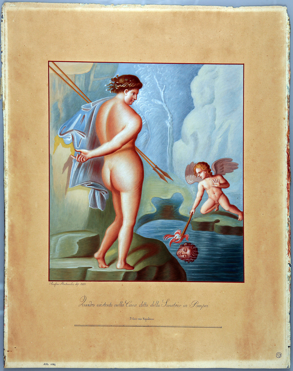 Narciso con amorino (disegno) di Mastracchio Serafino (terzo quarto sec. XIX)