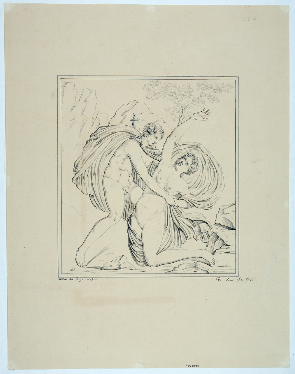 Apollo e Dafne (disegno) di Ala Antonio (secondo quarto sec. XIX)